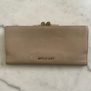 Bvlgari Vintage Leather Classic Signature Kiss Lock Long Wallet